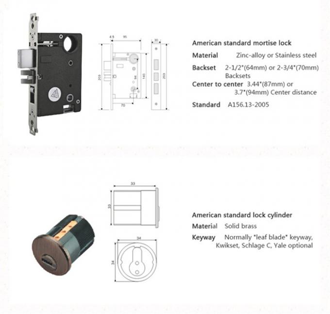 고대 청동색 미국 표준 실린더 입구 Handleset 자물쇠 레버 Locksets