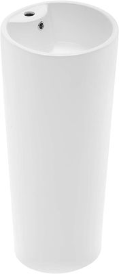 1.75 ''크롬 마감 오버플로가있는 광택 흰색 세라믹 받침대 욕실 싱크 배수