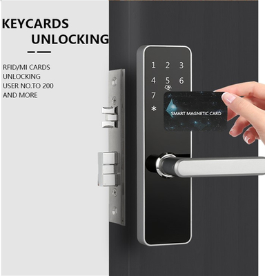 스마트 도어 잠금 키리스 NFC / IC 카드 잠금 해제 터치 스크린 키보드 호텔 APP