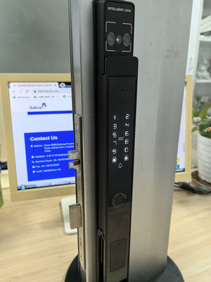 검은색 스마트 문 손잡이 손바닥 정맥 / 얼굴 인식 / 비디오 고양이 눈 IP65