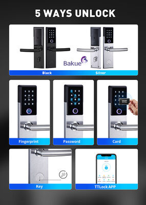 블루투스 방화성 스마트 도어 잠금 카드 코드 지문 APP 와이파이 총 무게 285Kg 보안 입력 시스템