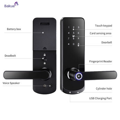 방화성 60min 입구 두께 38 ~ 50mm 60min 방화성 스마트 문 잠금 WiFi eKey APP 원격 제어 액세스 관리 장치